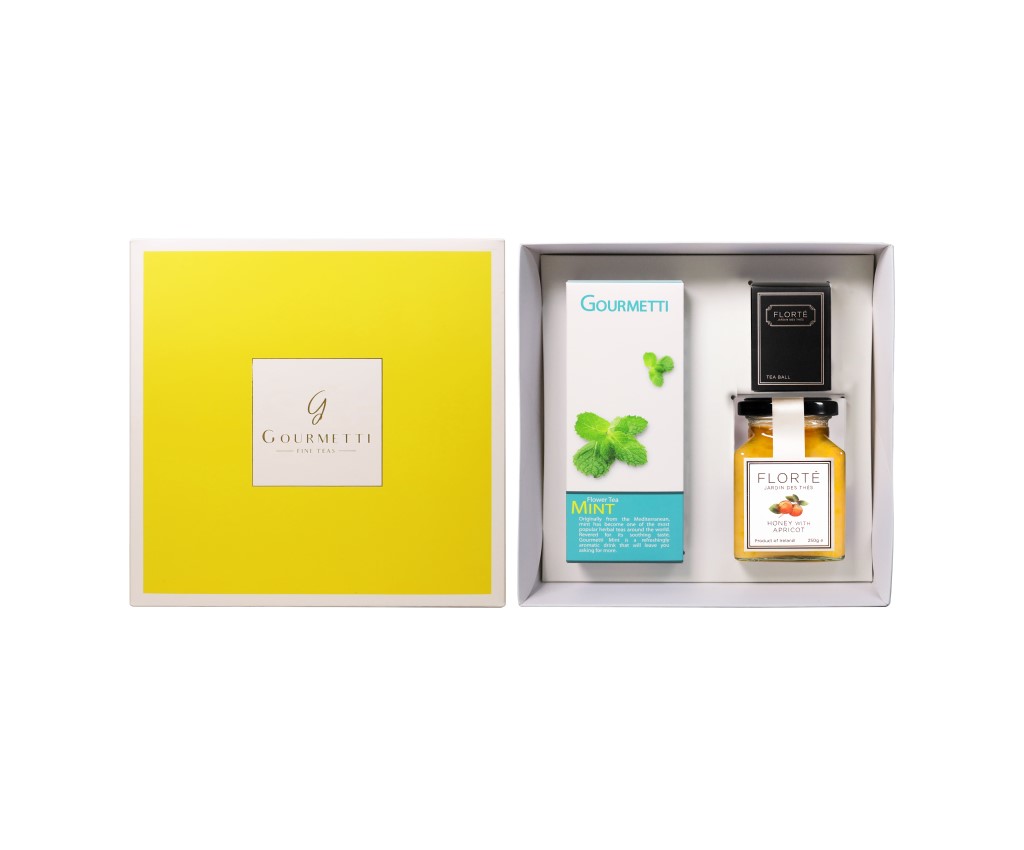 Gift Set with 1 tea + 1 honey + 1 tea ball